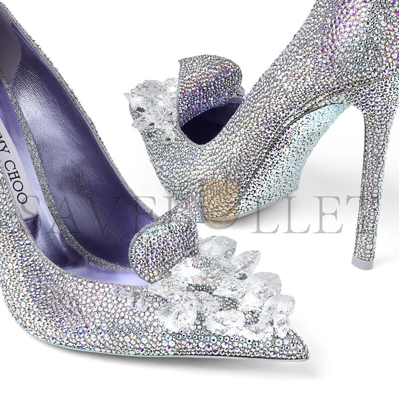 ji*y ch* crystal slipper 110 iridescent crystal pointed-toe pumps with He**ts crystalslipper110cqh